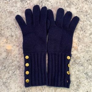 Michael Kors navy women’s gloves with gold button detail